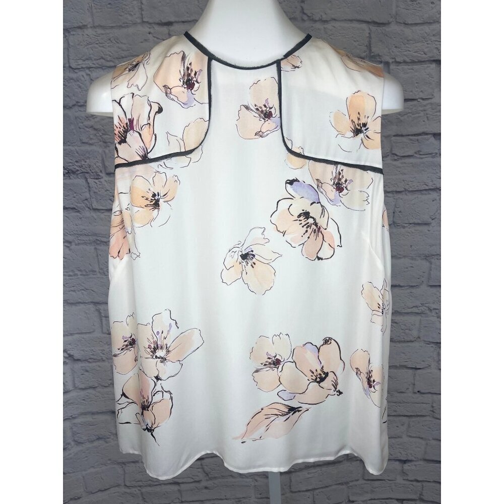 ST. John Silk Floral Blouse Ladies Size Large Career Casual